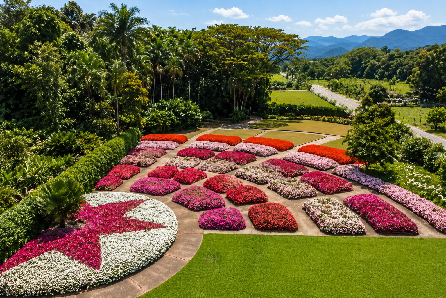 Jardins coloridos do Festival de Primavera Hemero em Joinville